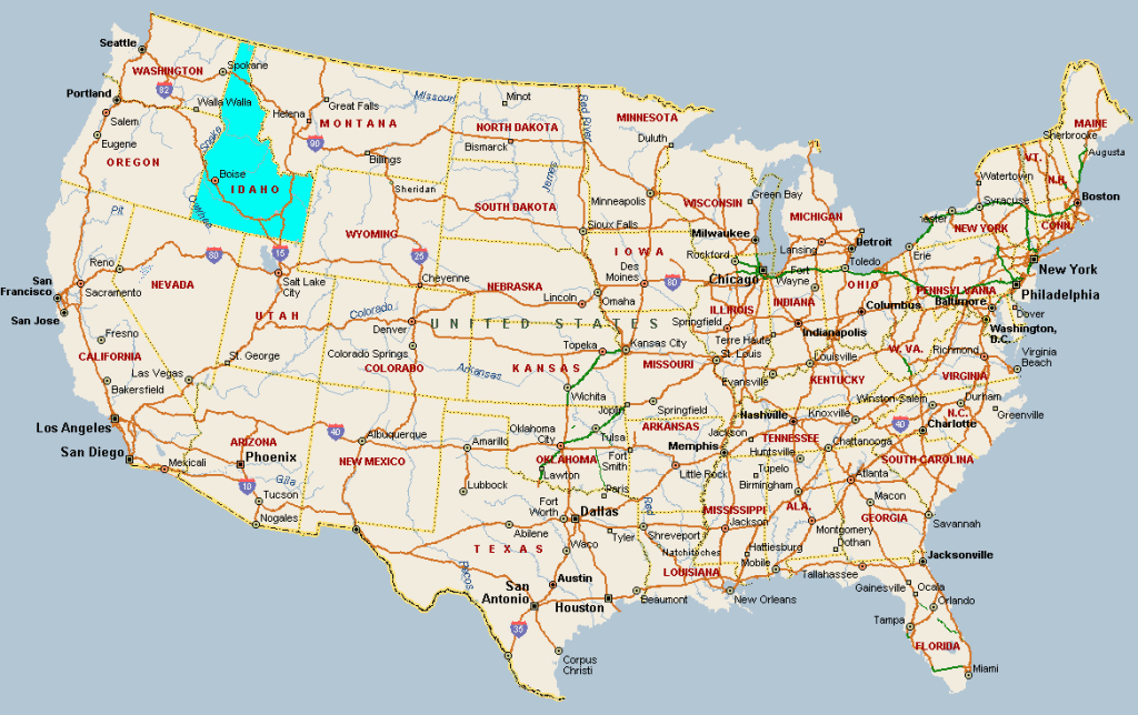 Mappa USA Idaho Boise